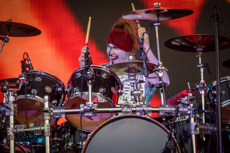 Rob Zombie live on stage at the 2019 Copenhell Metal Festival - here Ginger Fish on drums