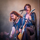 Halestorm live on stage at the 2019 Copenhell Metal Festival - here Lzzy Hale on guitar and vocals and Joe Hottinger on guitar. @officiallzzyhale @halestormrocks @thejoestorm